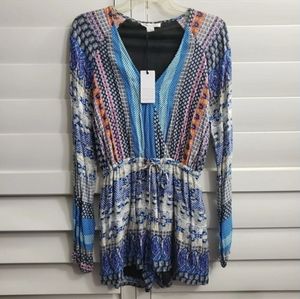 Love Riche long sleeve faux wrap boho romper jumper playsuit